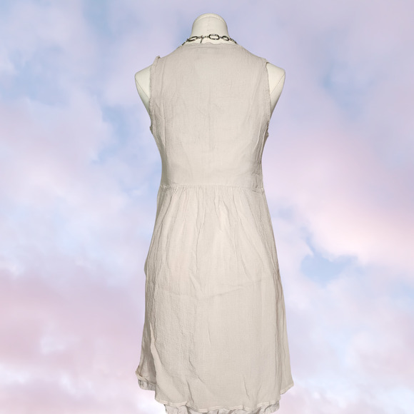 Burberry London Off White Taupe Gauze Light Midi Tank Button Up  Summer Dress XS - Picture 6 of 9